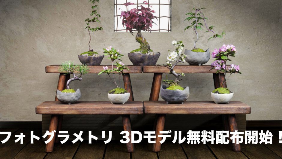 フォトグラメトリ 3Dモデル素材-苔玉盆栽