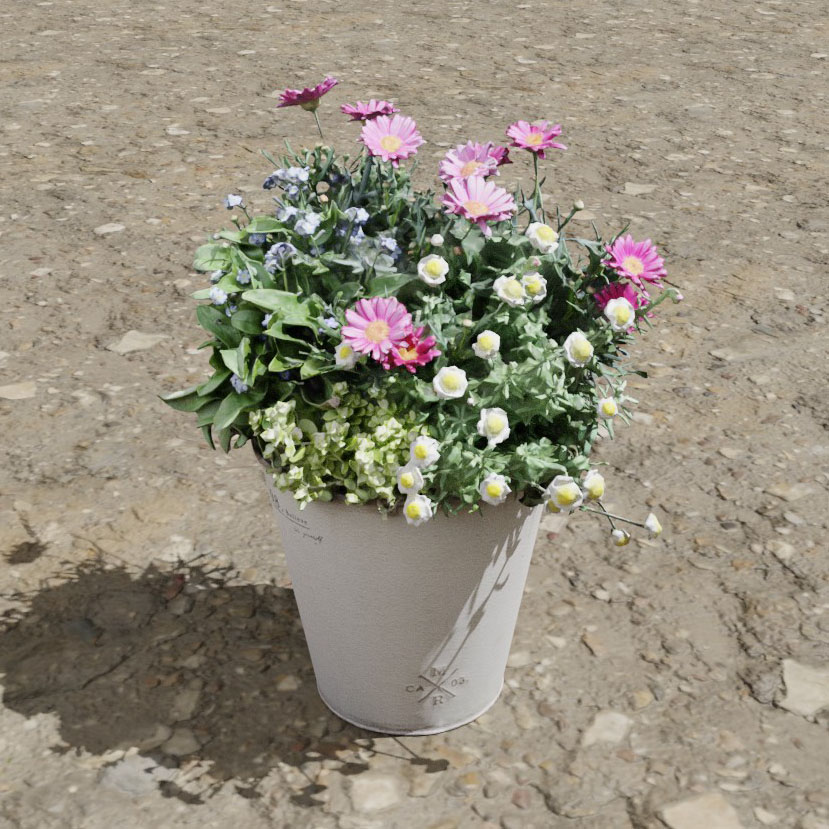 花の鉢植え3D素材