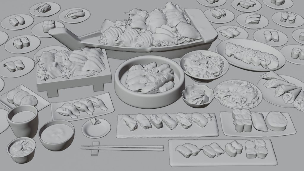 テクスチャなしのレンダリング画像寿司3Dモデル