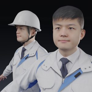 ヘルメットオブジェクト付きの作業員3Dモデル