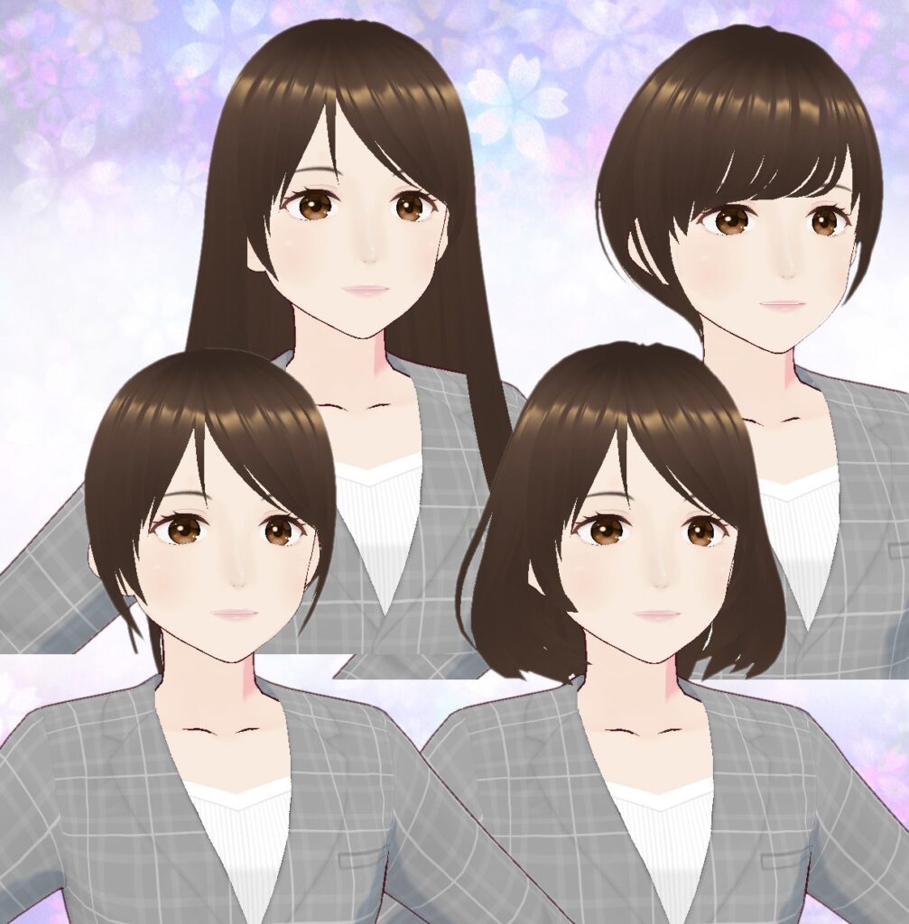 ビジネスアバターVRoidひなた_カスタマイズ可能VRM_髪型をカスタマイズ可能