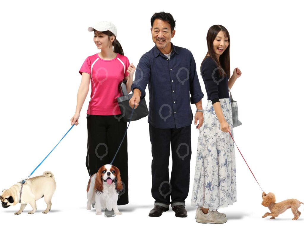 犬の散歩する人物切り抜き素材